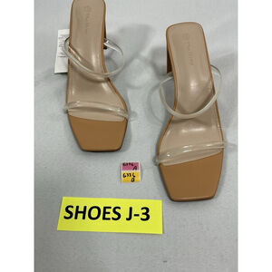 Womans The Drop Slipon Sandals 11 Tan Strappy Square Open Toe Block Heel NWOT